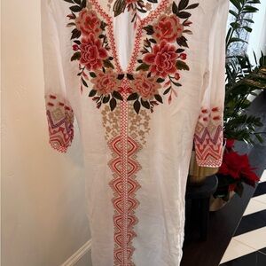 Embroidered Floral White Dress